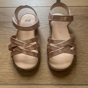 H&M Gold Sandals with Crisscross Straps
